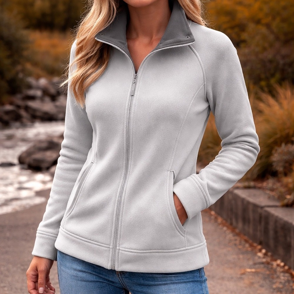 REI Co-op Womens Full Zip Sweater Fleece Jacket Grey Size Medium Outdoor